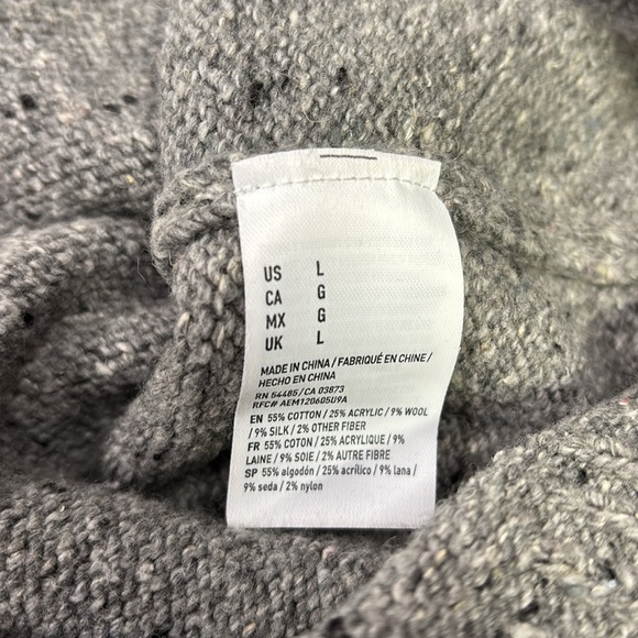 American Eagle Silk Wool Blend Hooded Sweater - Gray Festive - Large - Mens - Picture 4 of 9